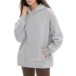 New Large Oversized Heather Gray Hoodie with Kangaroo Pocket